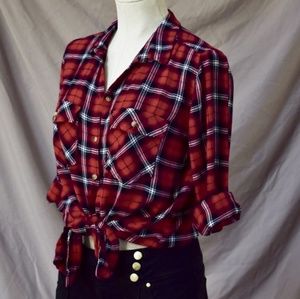 Long Plaid Button Up